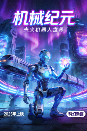 科幻动画《机械纪元》海报 - 未来机器人世界